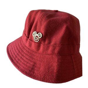 Disney Parks Red Wool  Hat Silver Mickey‎ Mouse